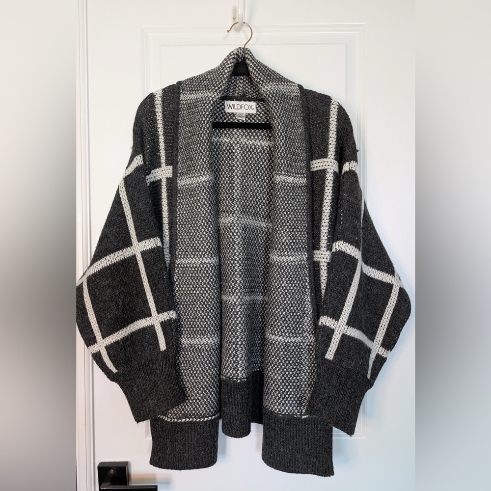 Wildfox Couture Marianne Windowpane Wrap Sweater Size XS